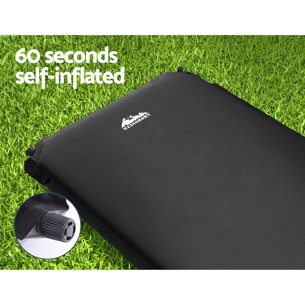 Self Inflating Mattress Camping Sleeping Mat Air Bed Pad Single - Black