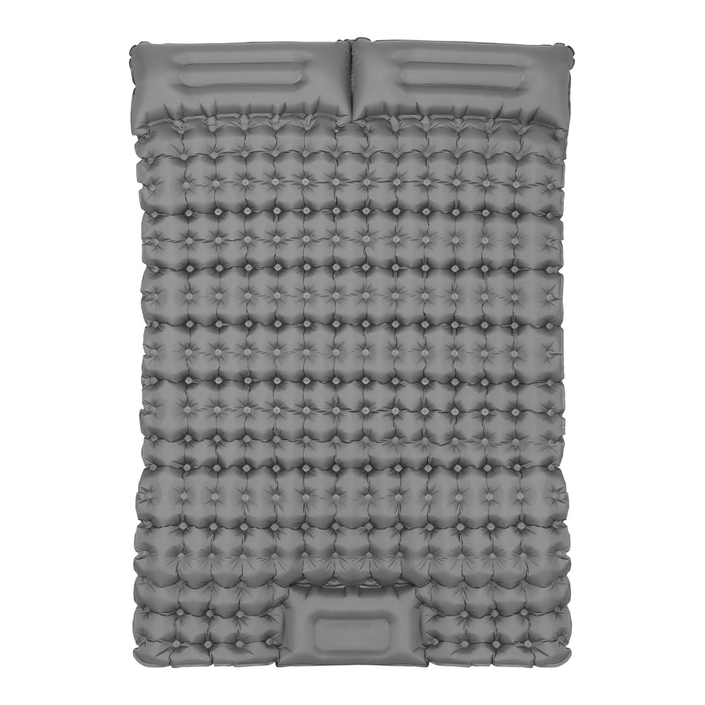 Self Inflating Mattress Camping Sleeping Mat Air Bed Double Pillow Bag - Grey