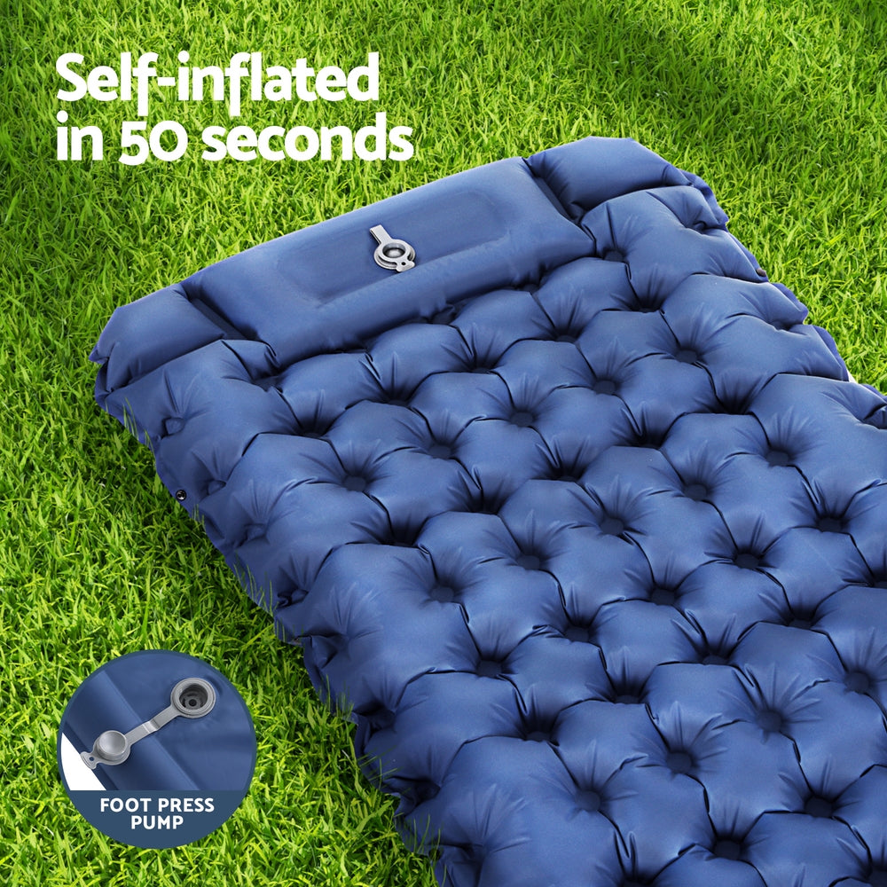 Self Inflating Mattress Camping Sleeping Mat Air Bed Single - Blue