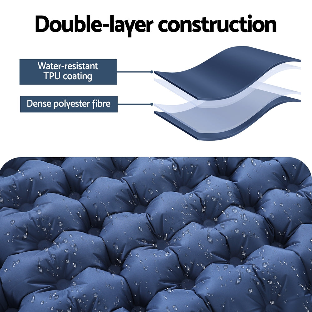 Self Inflating Mattress Camping Sleeping Mat Air Bed Single - Blue