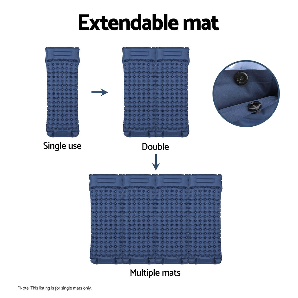 Self Inflating Mattress Camping Sleeping Mat Air Bed Single - Blue