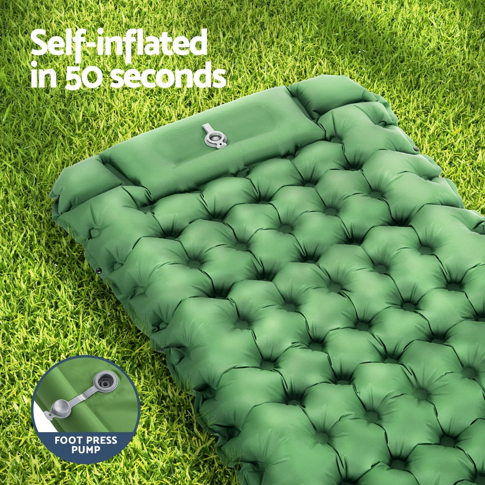 Self Inflating Mattress Camping Sleeping Mat Air Bed Pad Single - Green