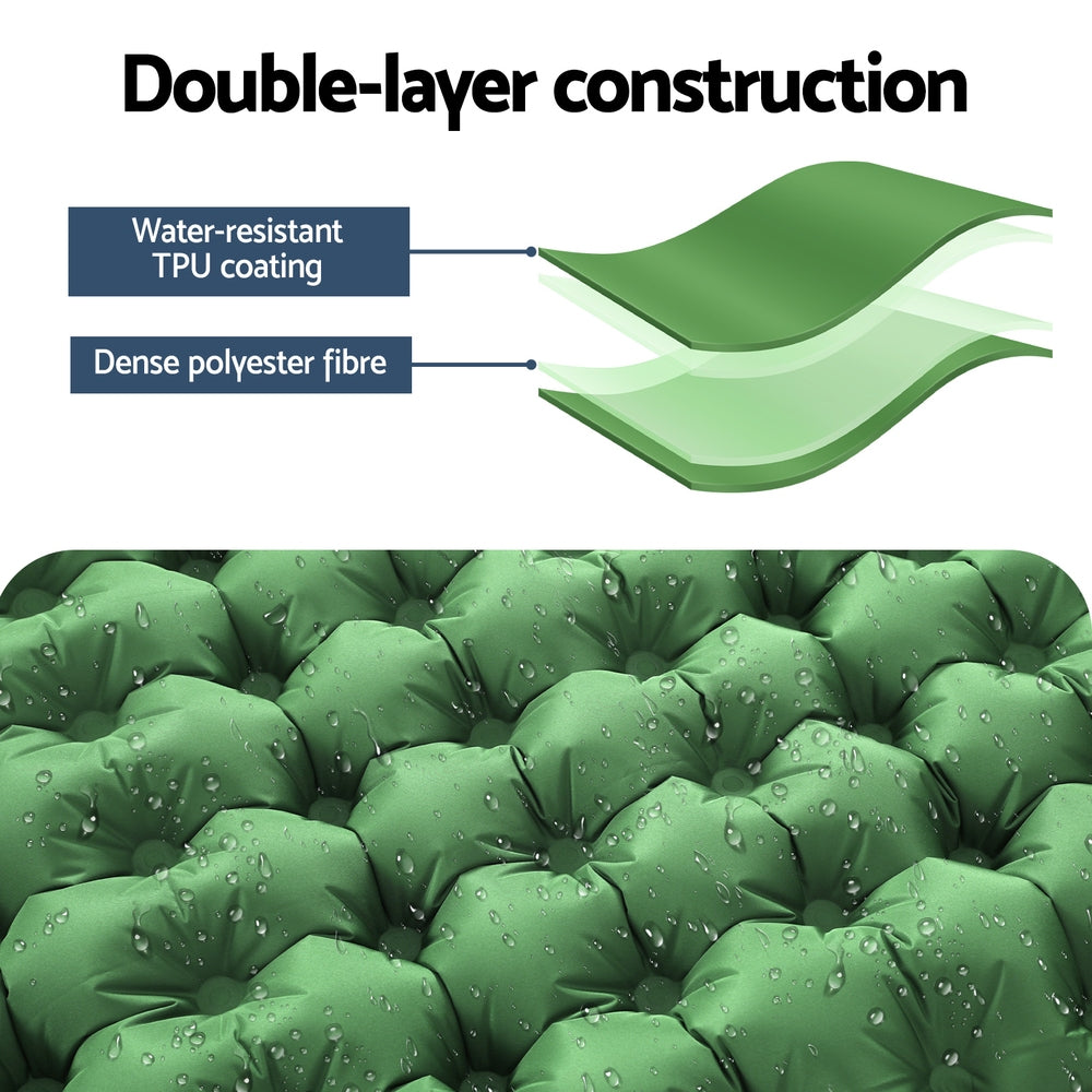 Self Inflating Mattress Camping Sleeping Mat Air Bed Pad Single - Green
