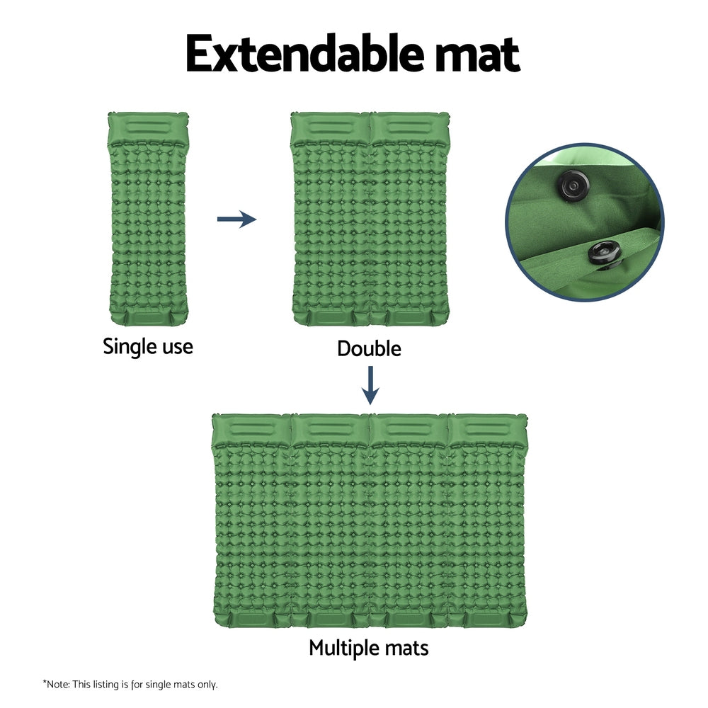 Self Inflating Mattress Camping Sleeping Mat Air Bed Pad Single - Green