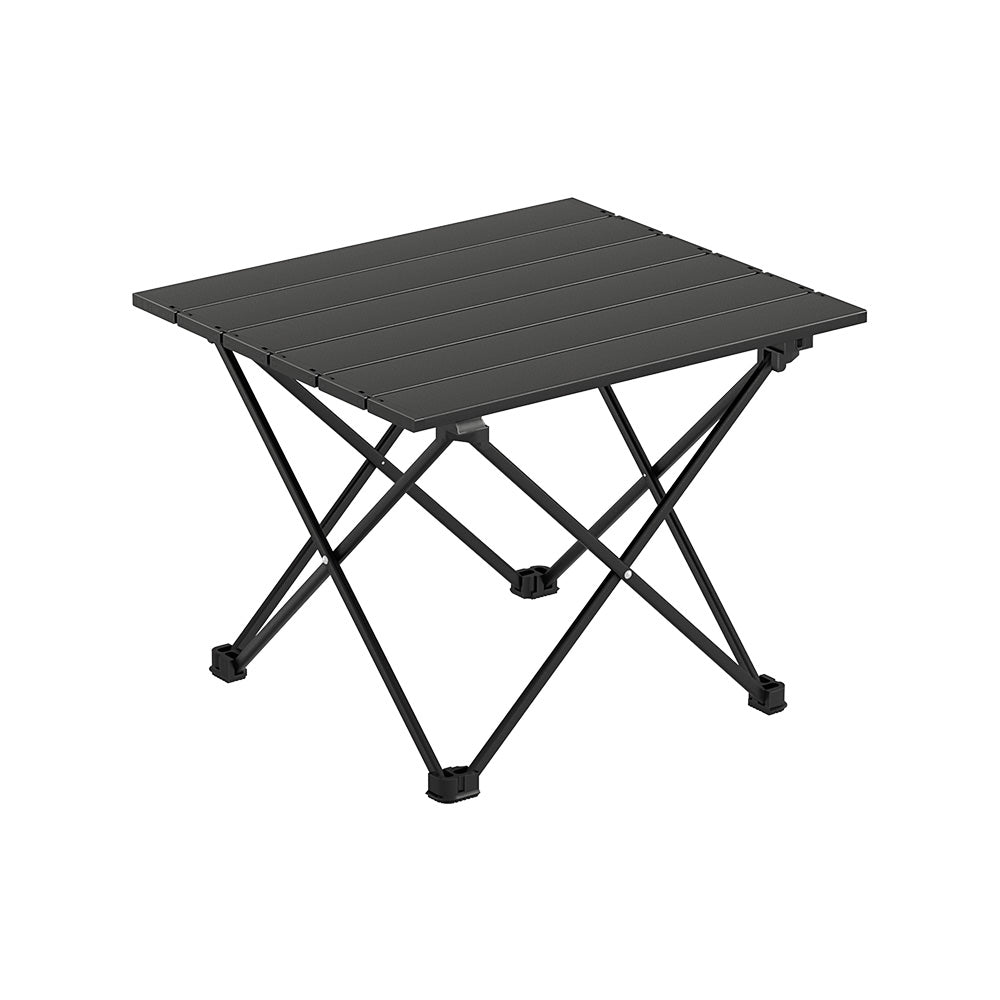 Folding Camping Table 40CM Roll Up Outdoor Picnic BBQ Aluminium - Black