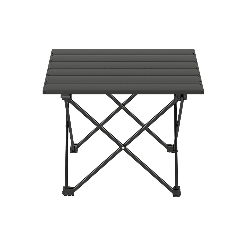 Folding Camping Table 40CM Roll Up Outdoor Picnic BBQ Aluminium - Black
