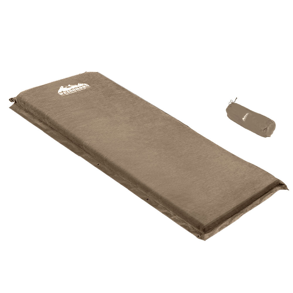 Self Inflating Mattress Camping Sleeping Mat Air Bed Single - Coffee