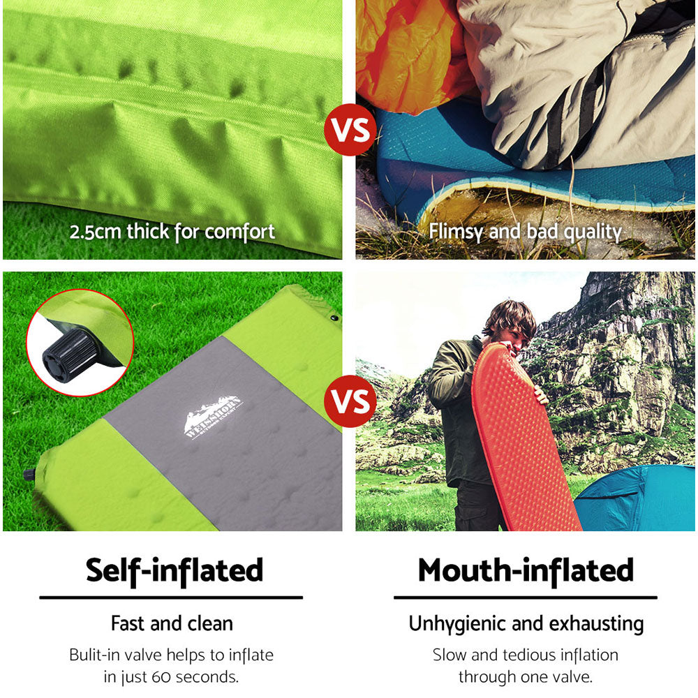 Self Inflating Mattress Camping Sleeping Mat Air Bed Pad Single - Green