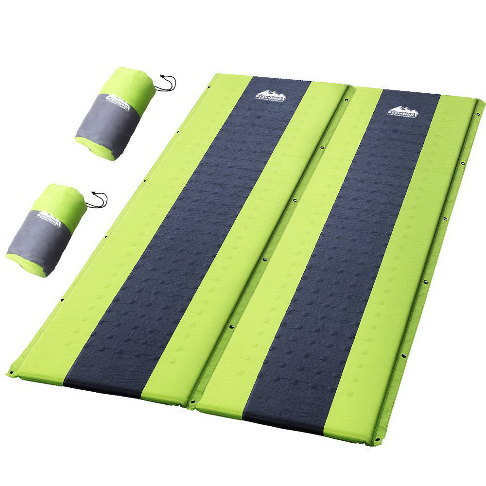 Double Self Inflating Mattress Camping Sleeping Mat Air Bed Pad - Green