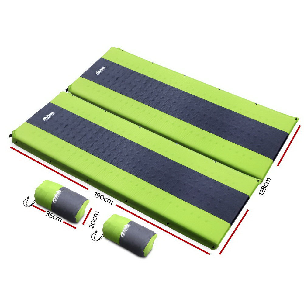 Double Self Inflating Mattress Camping Sleeping Mat Air Bed Pad - Green