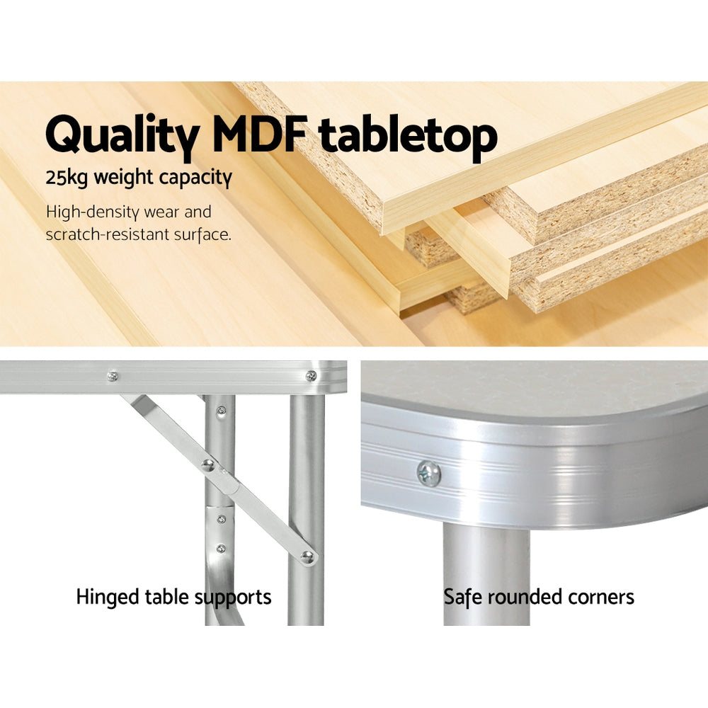 Folding and Adjustable Portable Outdoor Table