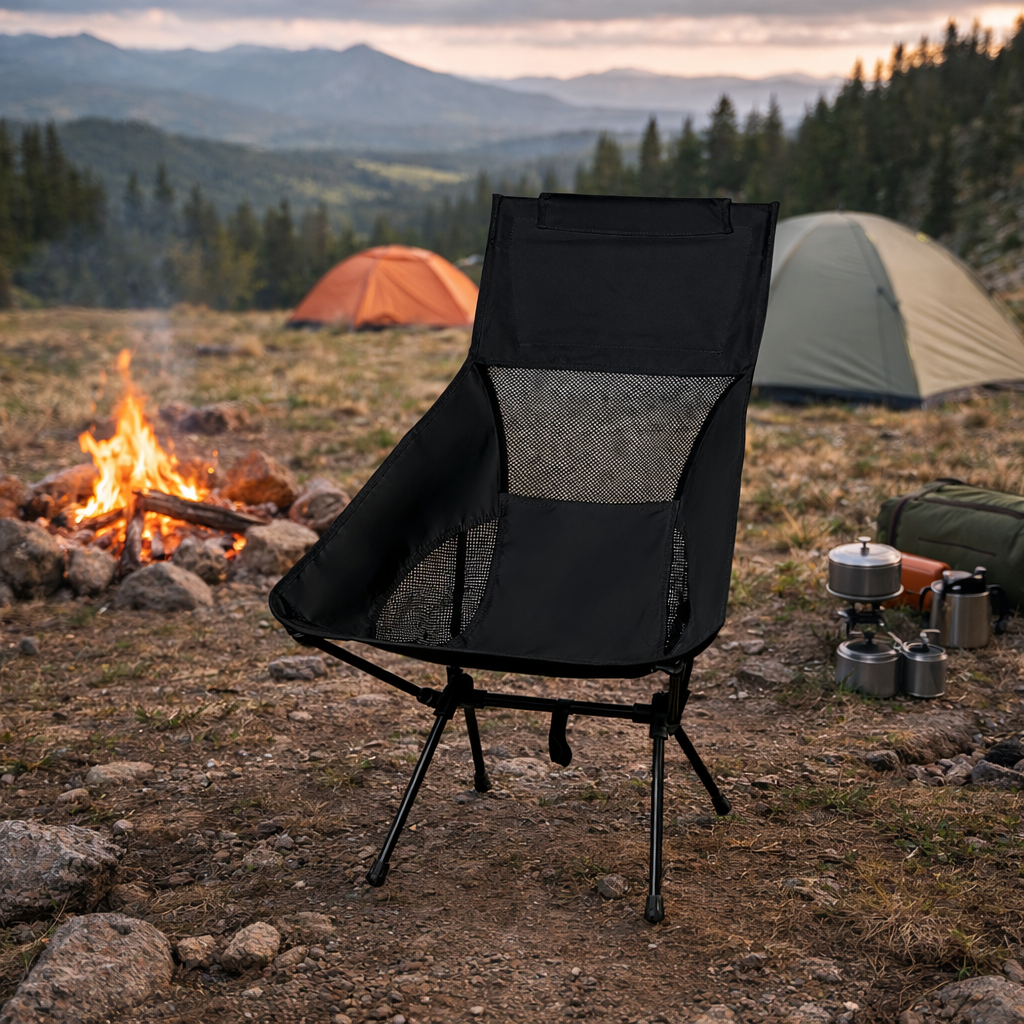 Camping Chair Folding Outdoor Large - Black