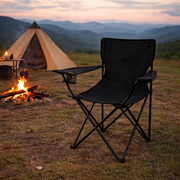 Camping Chairs Folding Arm Foldable - Black