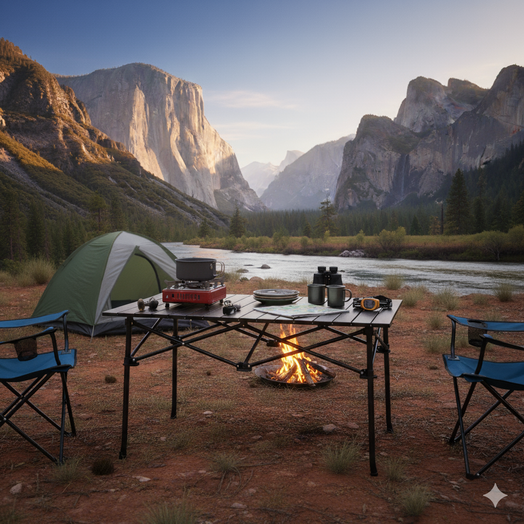 94CM Folding Camping Table - Black