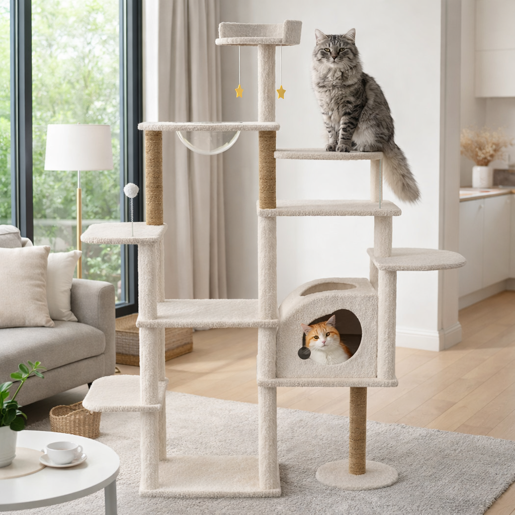 Cat Tree Tower Scratcher Condo House Large 172cm - Beige