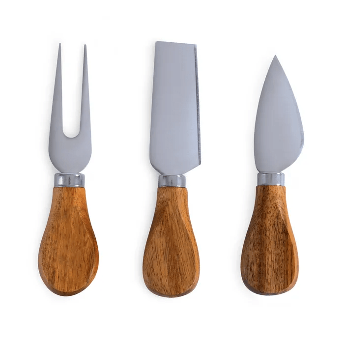 4 Pcs Clevinger Acacia Wood Slate Cheese Board With Knife Set - 12