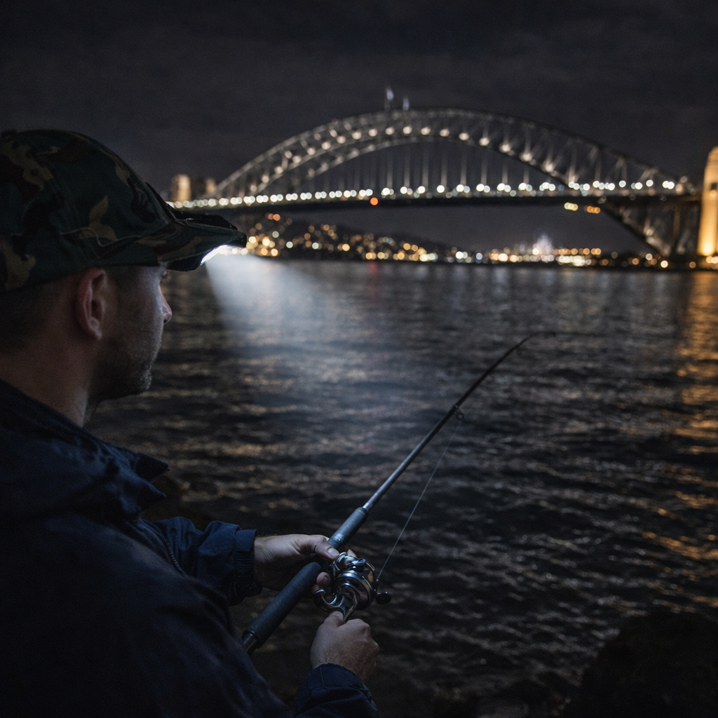 Clip-On Cap Light for Night Fishing - Black