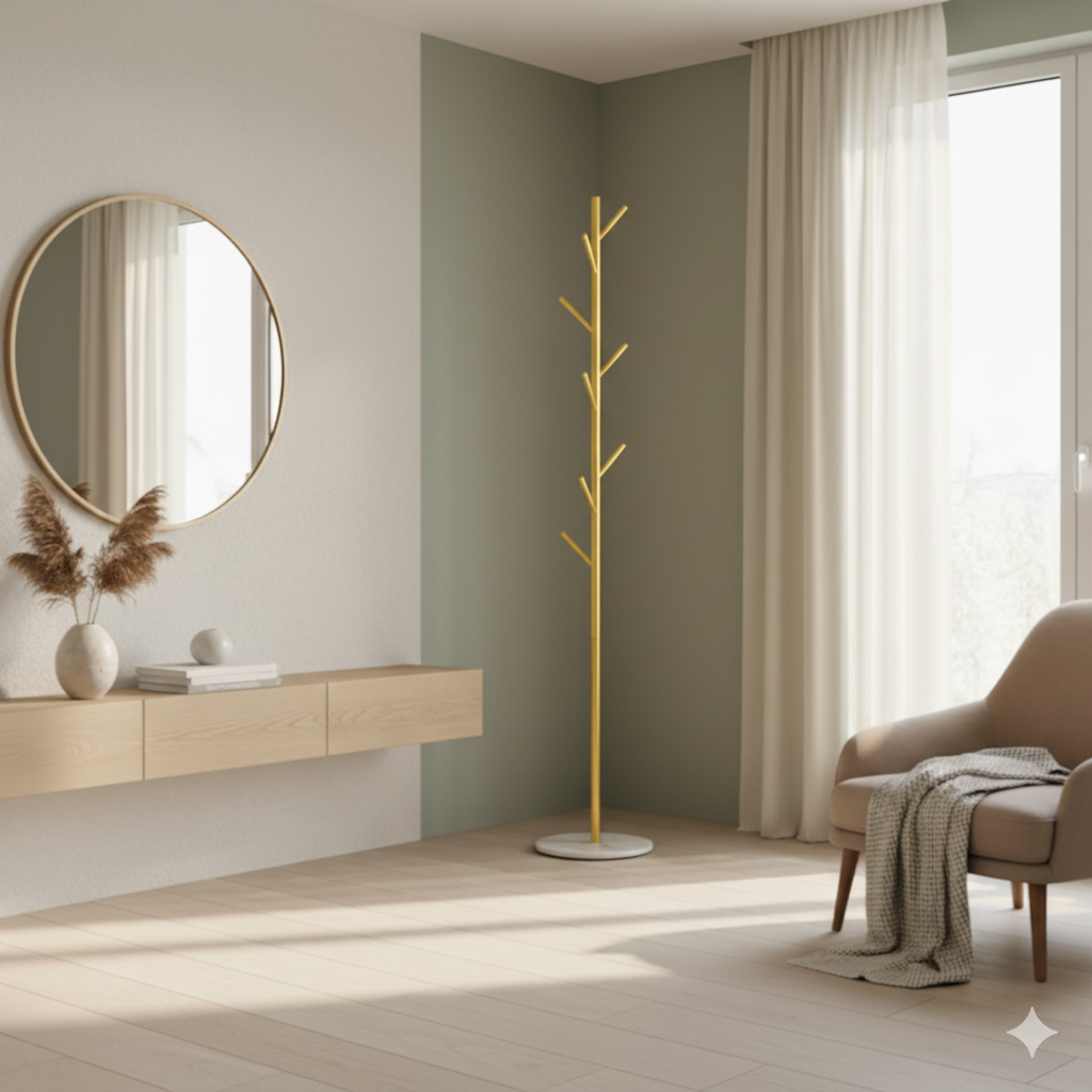 Coat Rack Hat Clothes Stand Hanger - Gold
