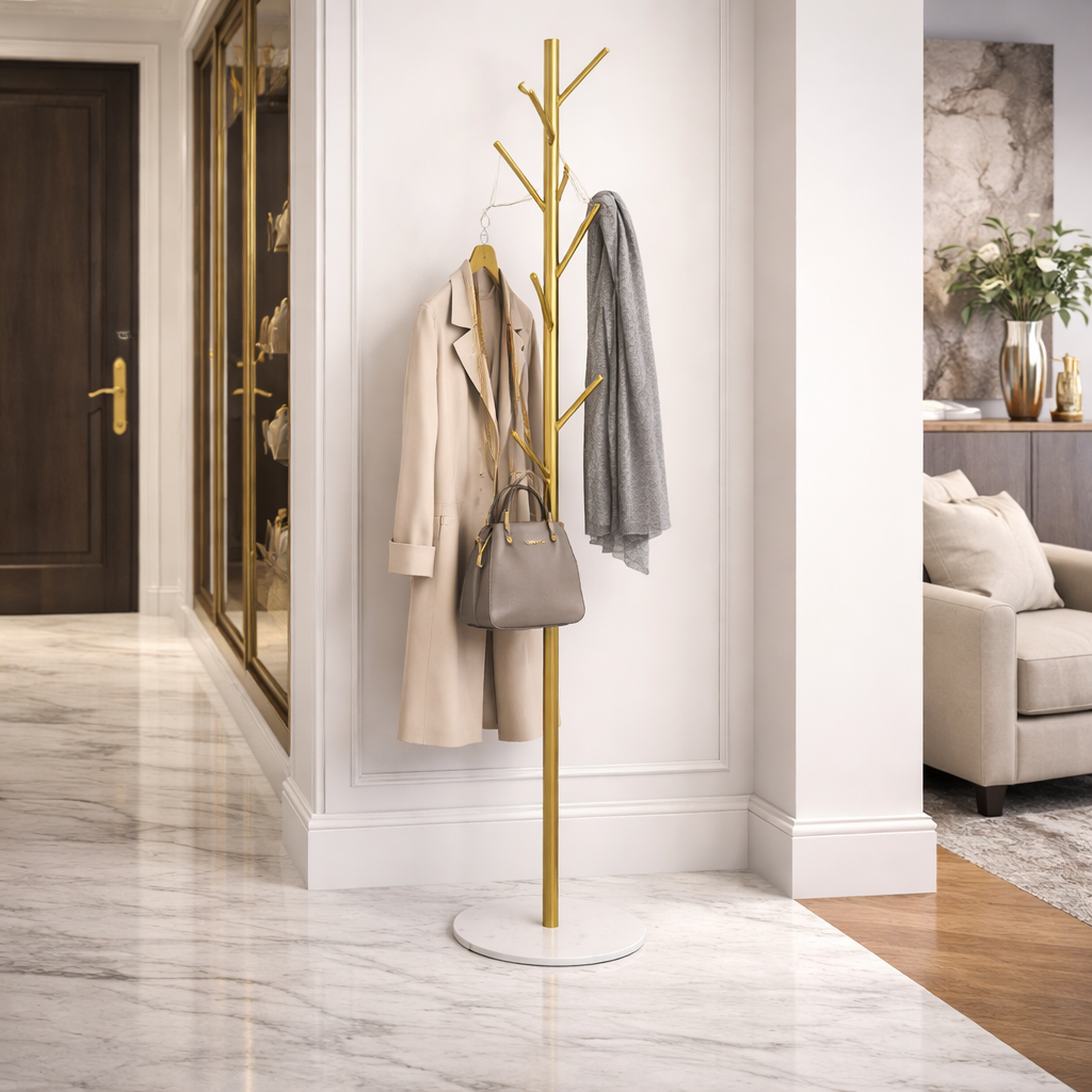 Coat Rack Hat Clothes Stand Hanger - Gold