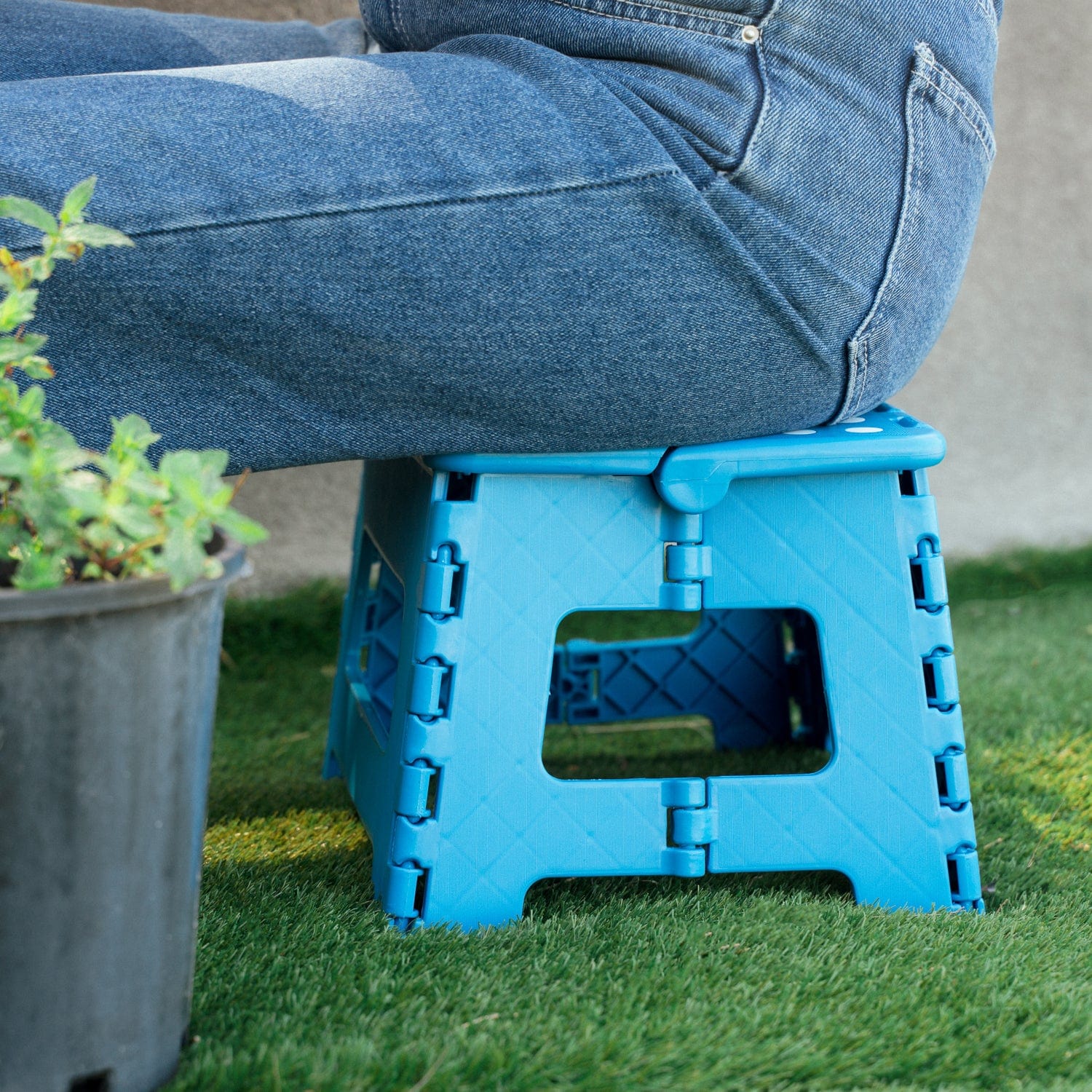 Plastic Folding Stool Portable Chair Outdoor Camping Blue - 03