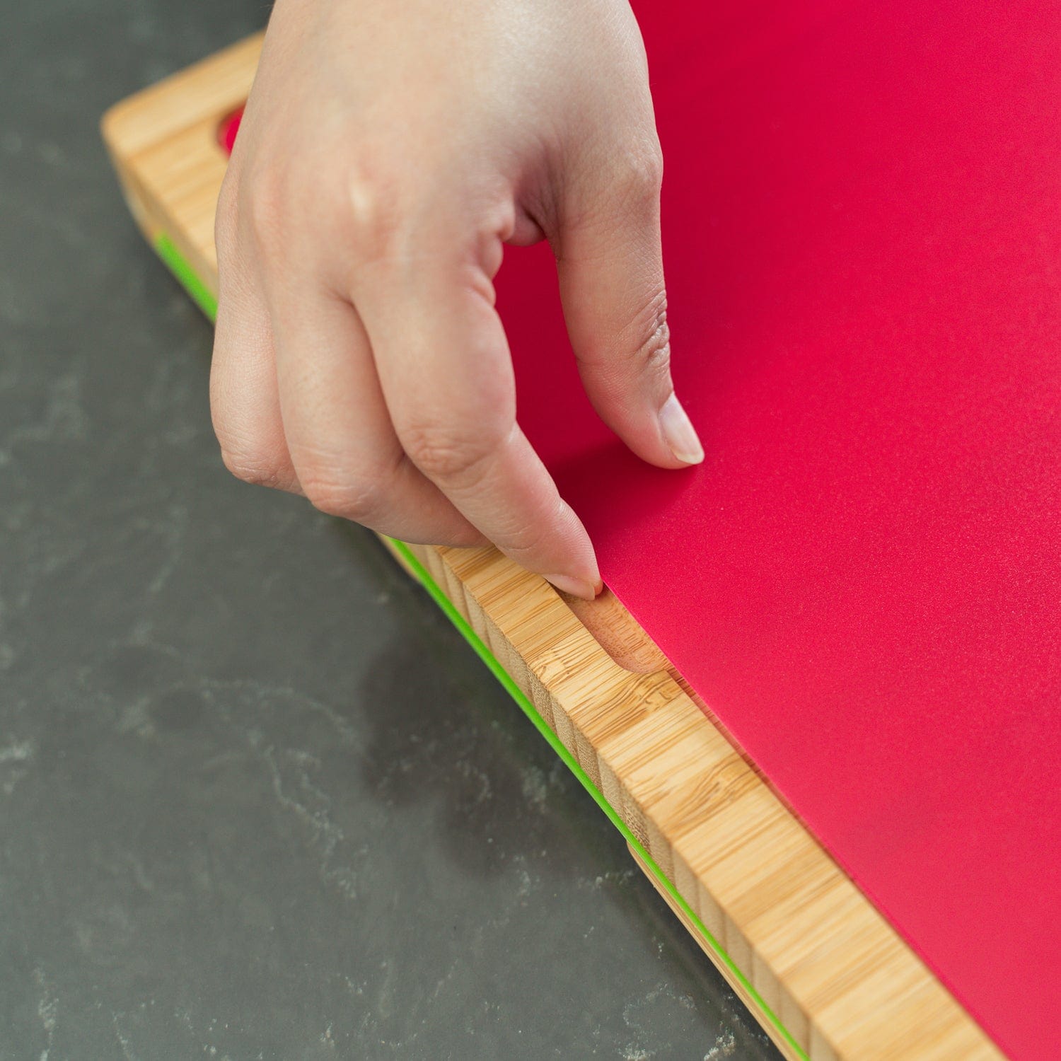 Bamboo Chopping Board With 5 Pcs Color Coded Flexible Cutting Mats - 08