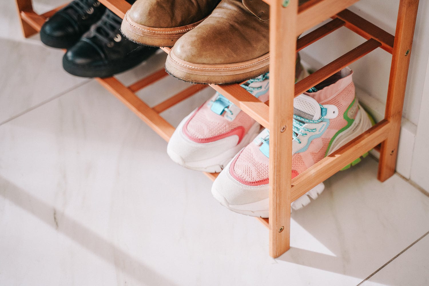 Bamboo 3 Tiers Layers Storage Shoe Rack Organiser - 05