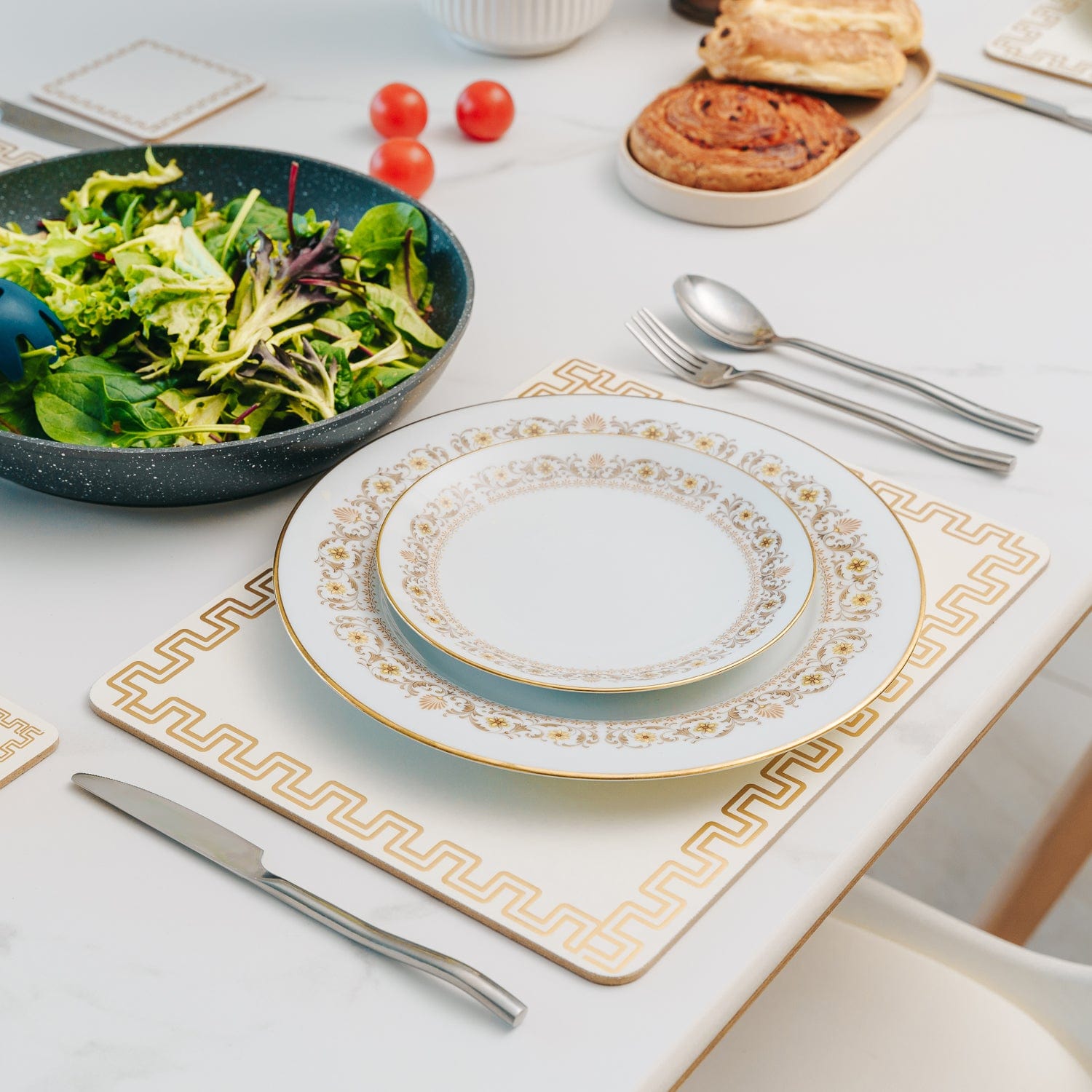4 Pcs Clevinger Md Placemats Gold Border - 03