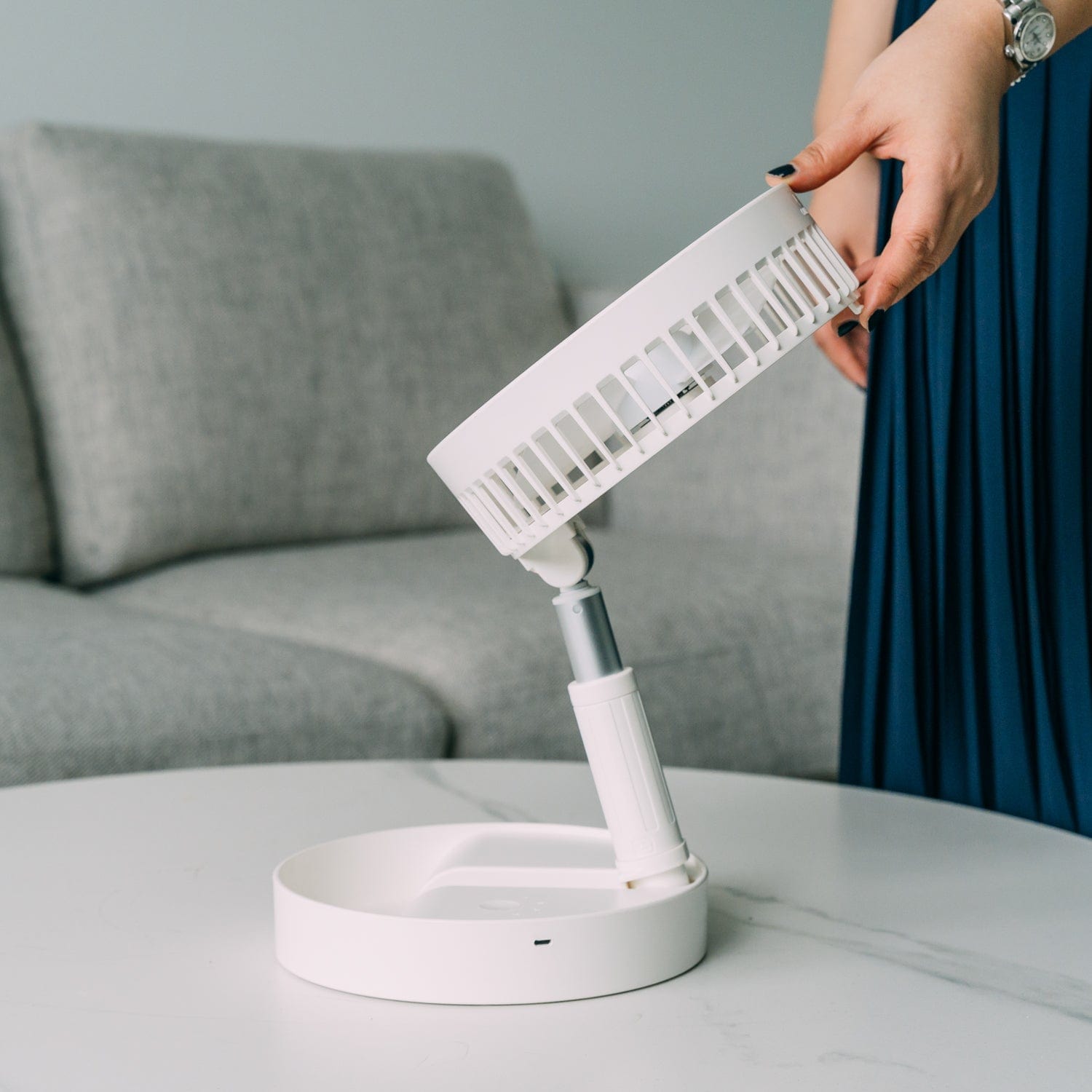 Folding Telescopic 45W Portable Heighttilt Adjustable Rechargeable Cordless Fan - 13