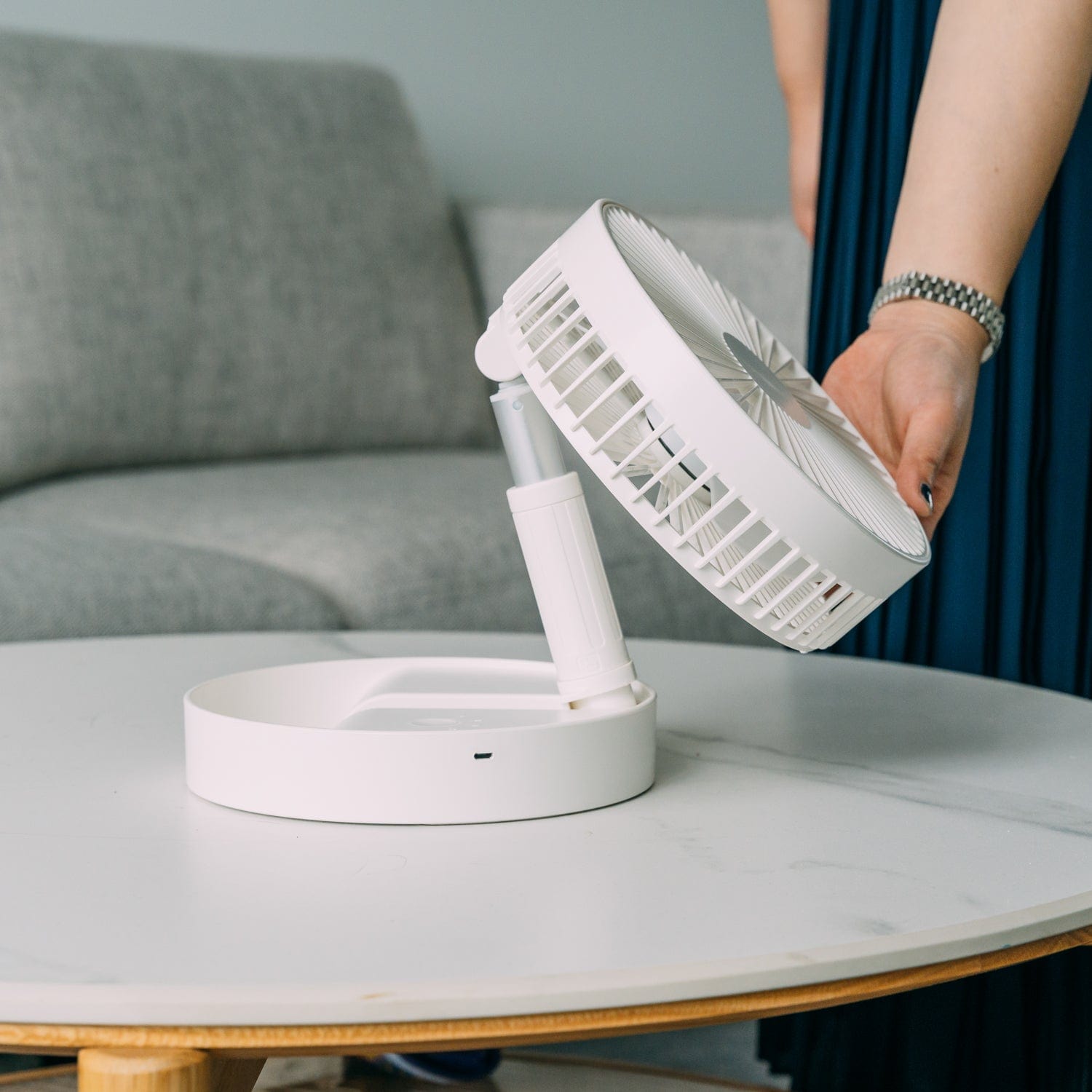 Folding Telescopic 45W Portable Heighttilt Adjustable Rechargeable Cordless Fan - 14