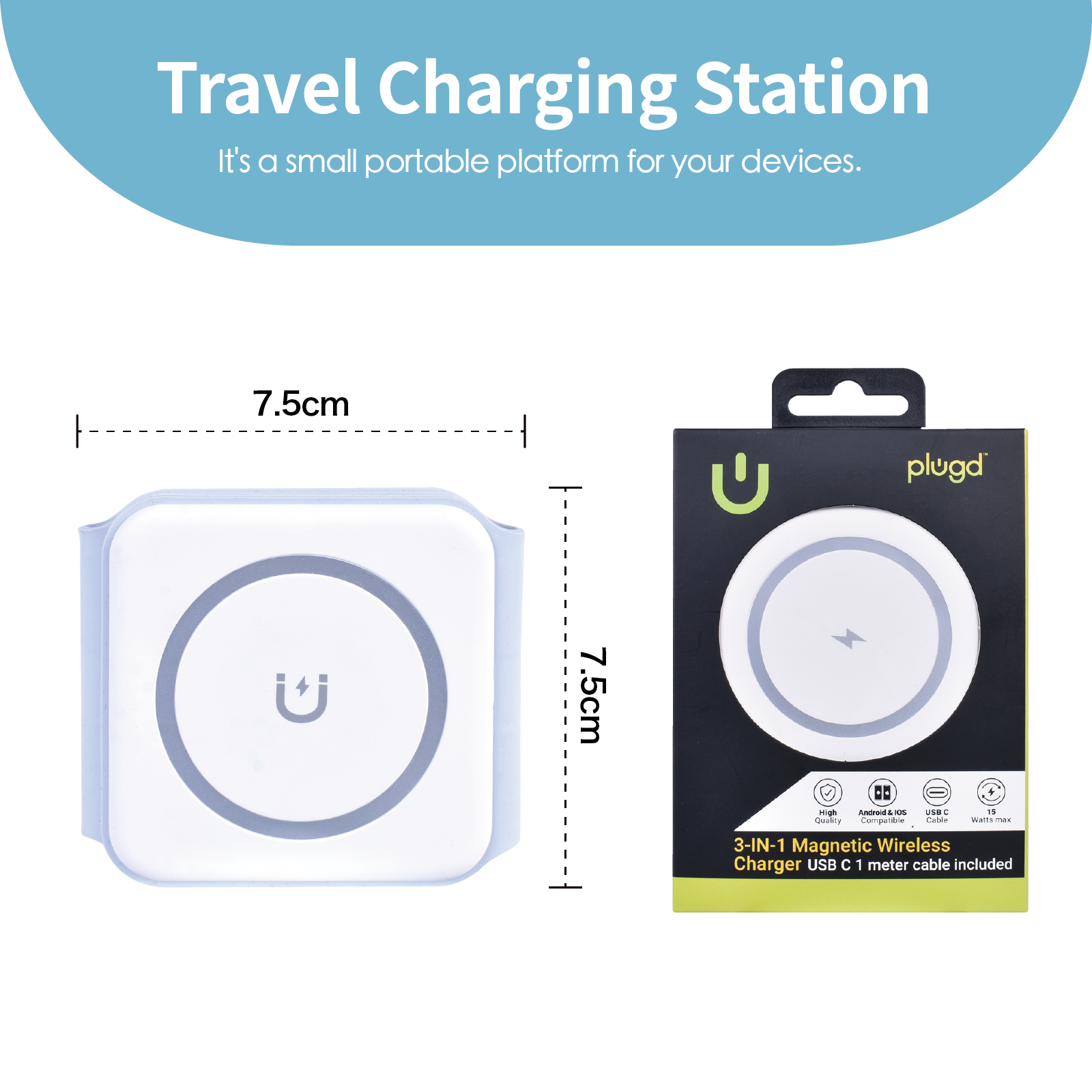 3 In 1 Wireless 15W Qi Fast Charging Foldable Station For Apple Mag Safe - 12