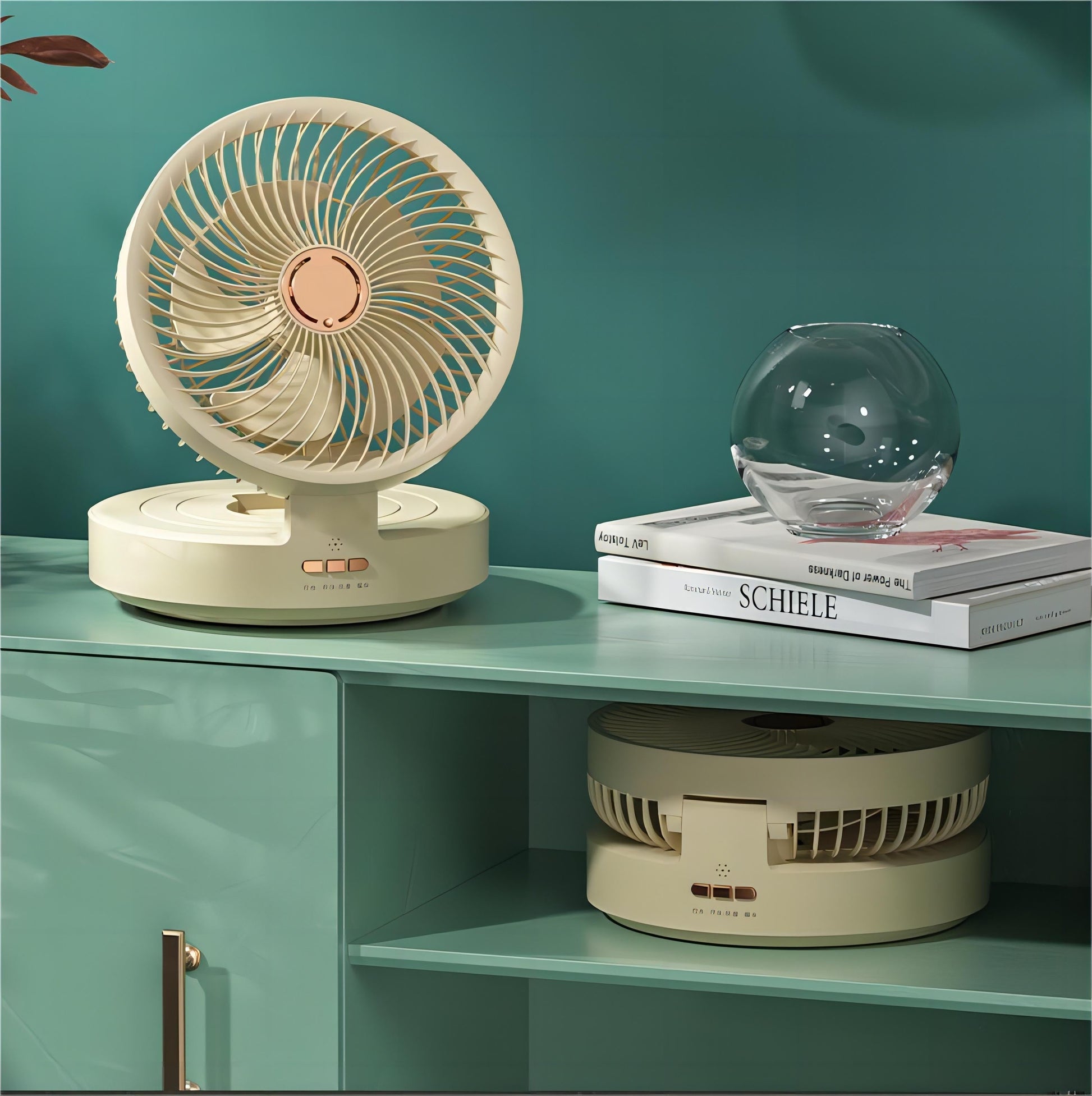 Usb Rechargeable Auto Oscillation Cordless Fan With Remote Night Light - 02