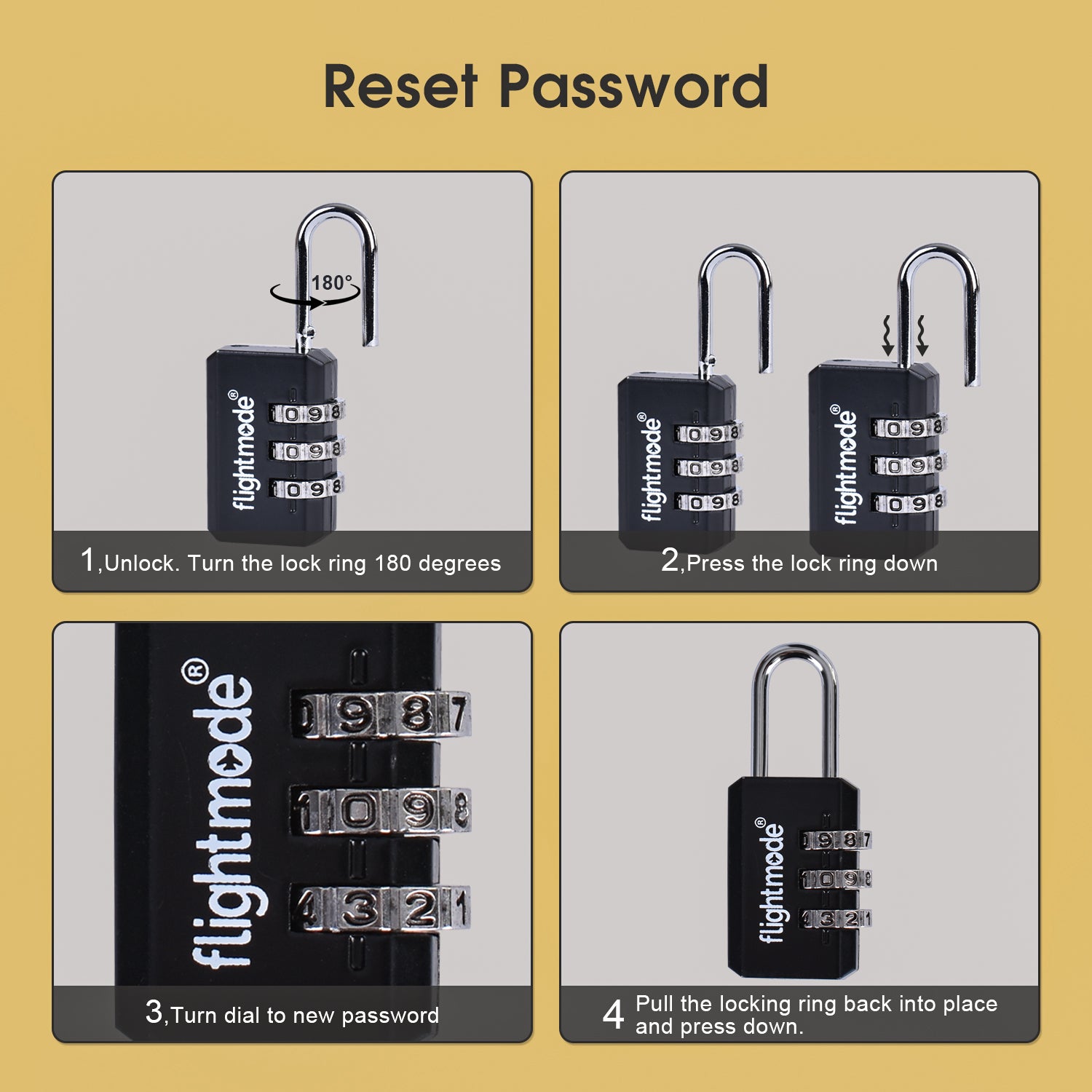 2 Pcs Combination 3 Dial Smooth Padlocks - 08