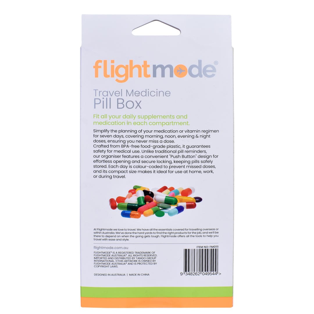 Flightmode 7 Day Travel Pill Box Medicine Organiser With Individual Daily Compartment - 08