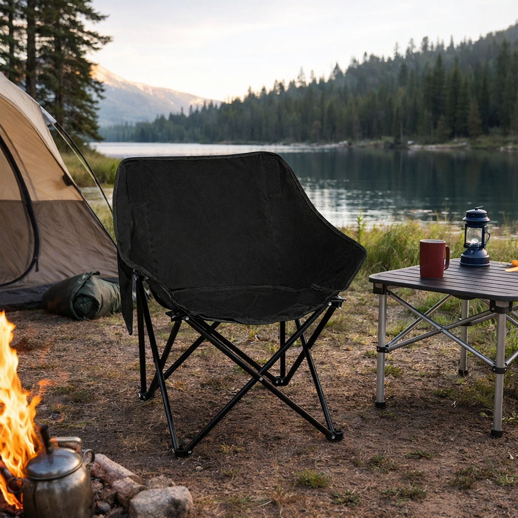Folding Camping Moon Chair Lightweight - Black