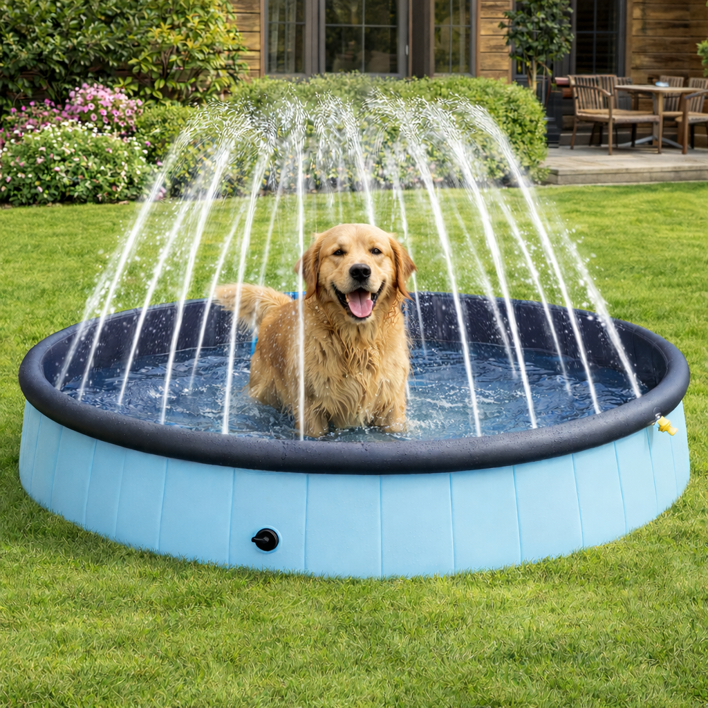 Folding Dog Swimming Pool 1.6M - Blue