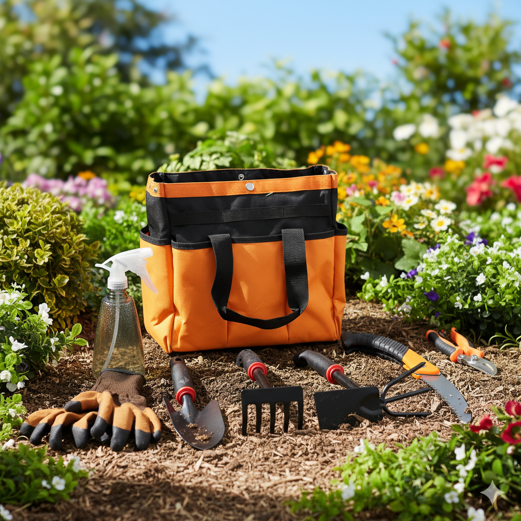 7PCS Gardening Hand Tools with Storage Bag Set - Orange