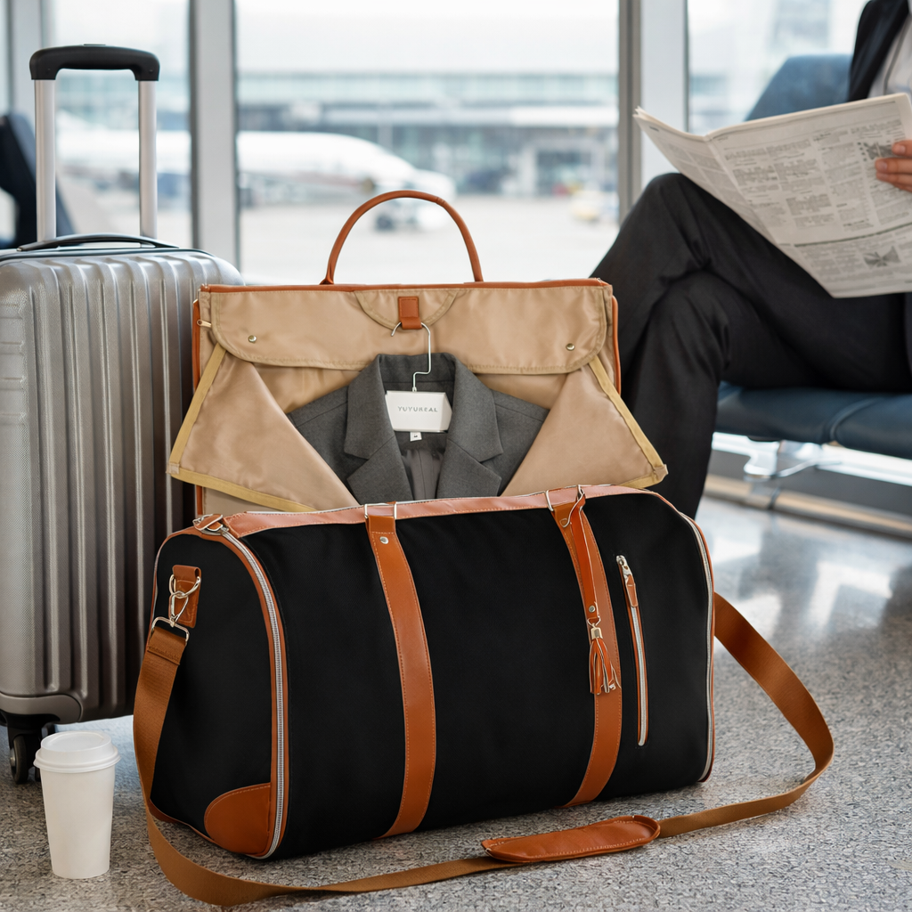 Garment Duffle Bags 2 in 1 Hanging Suit Bag - Black