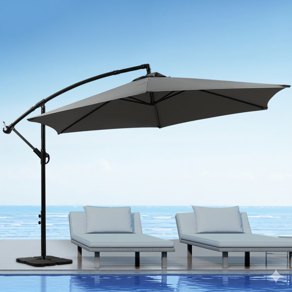 3M Outdoor Shade Umbrella Cantilever WITH Base - Grey