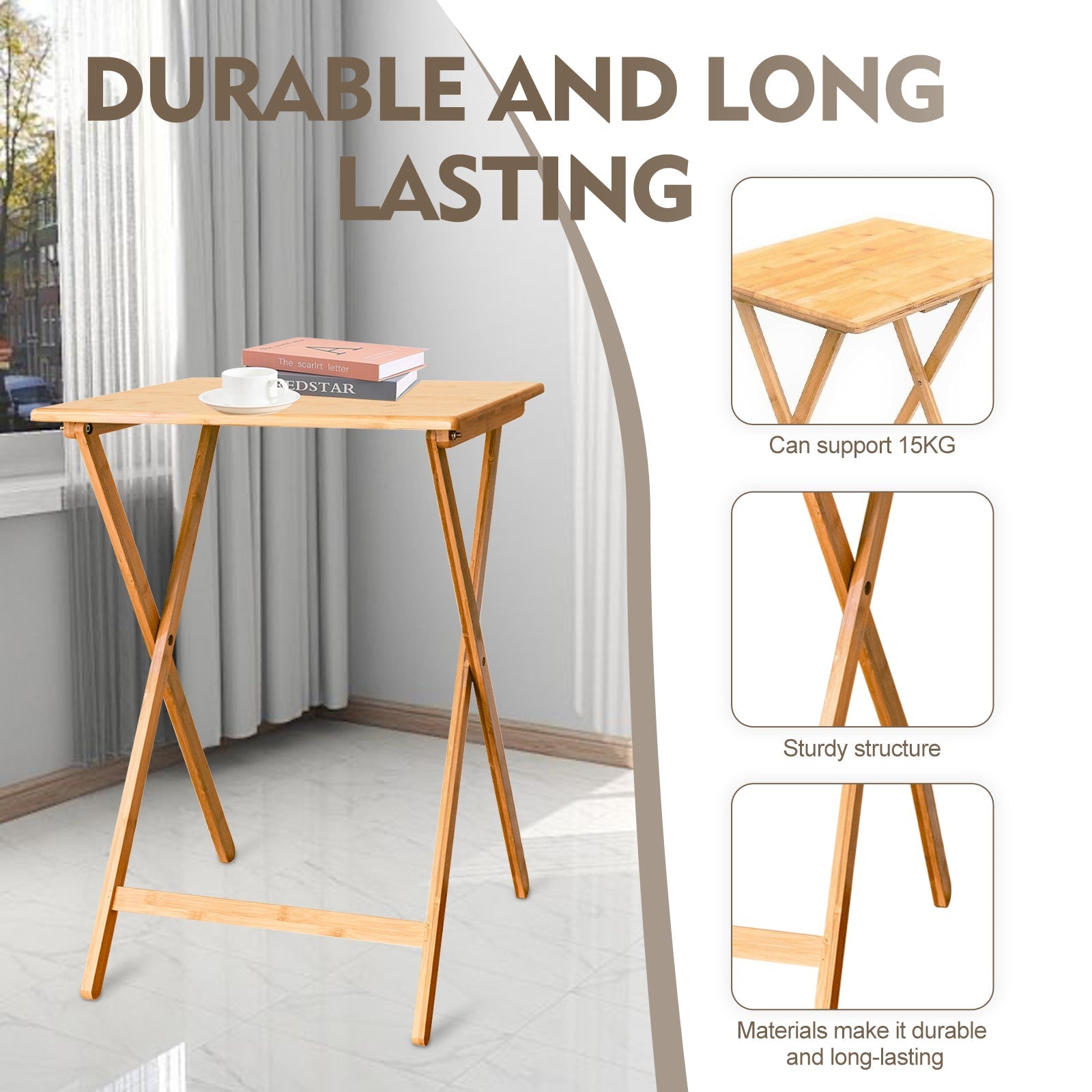Bamboo Folding Laptop Tray Snack Table - 03