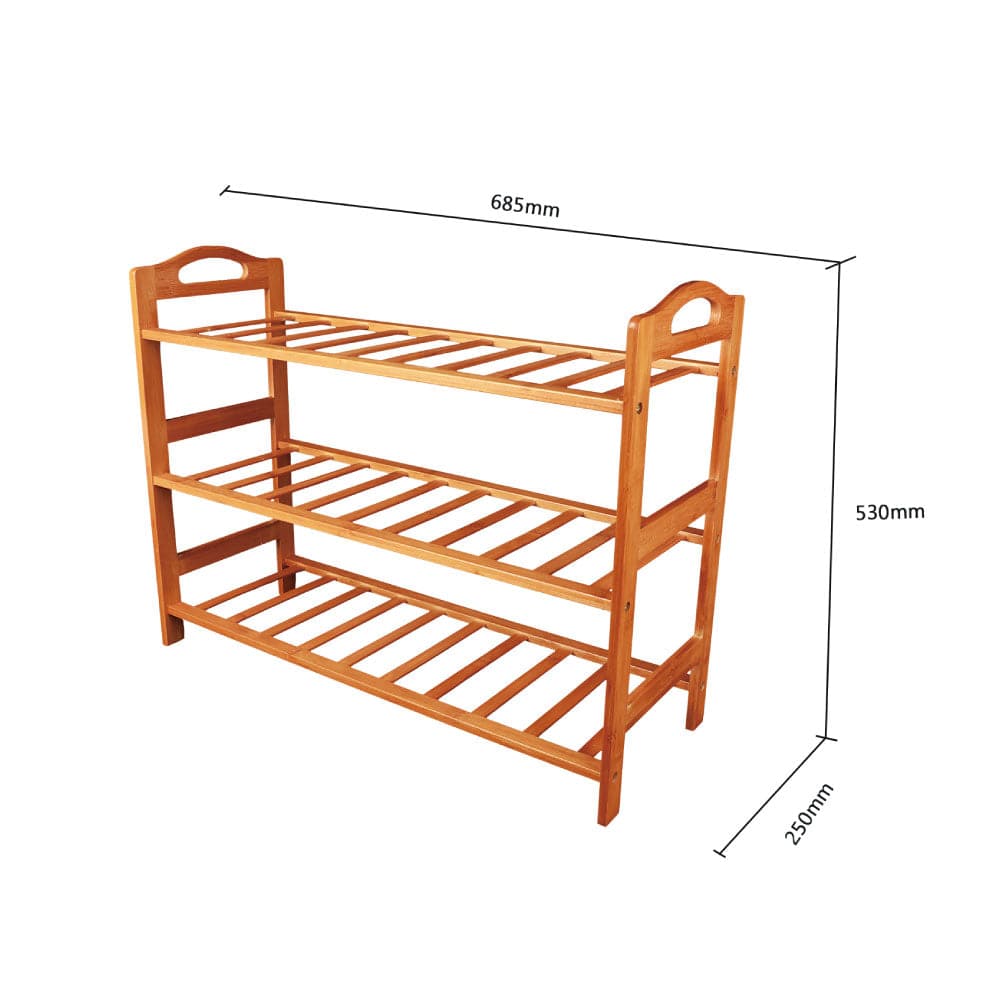 Bamboo 3 Tiers Layers Storage Shoe Rack Organiser - 10