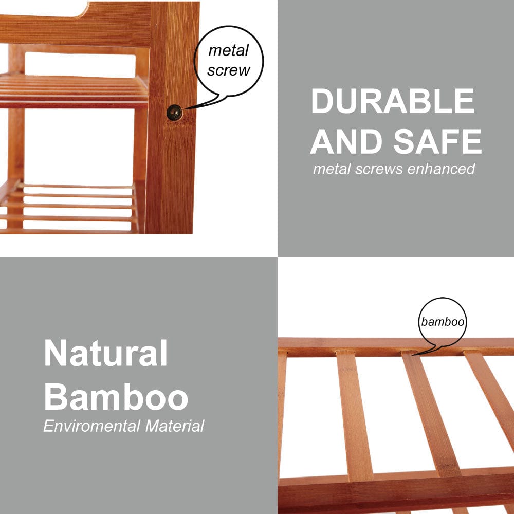 Bamboo 3 Tiers Layers Storage Shoe Rack Organiser - 07