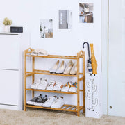 Bamboo Storage Shoe Rack Organiser 4 Tiers Layers - 10