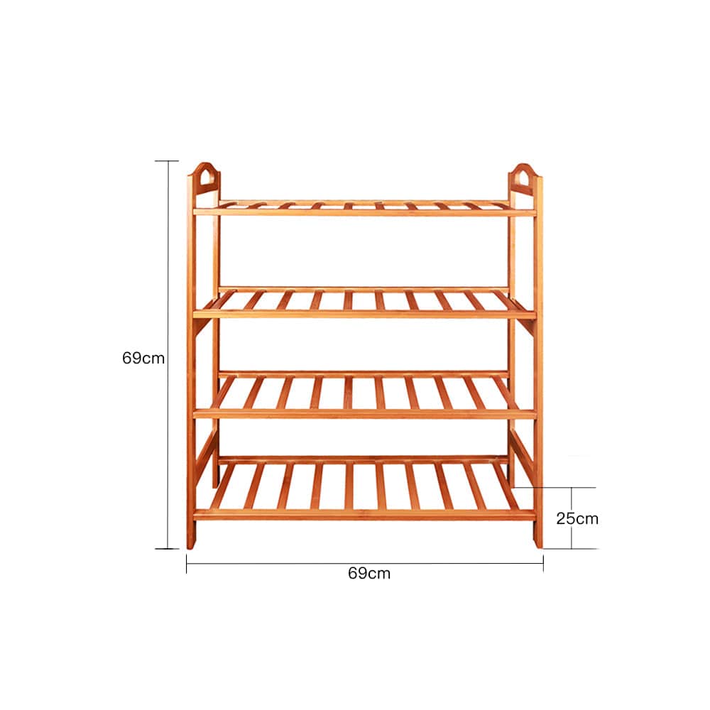 Bamboo Storage Shoe Rack Organiser 4 Tiers Layers - 09