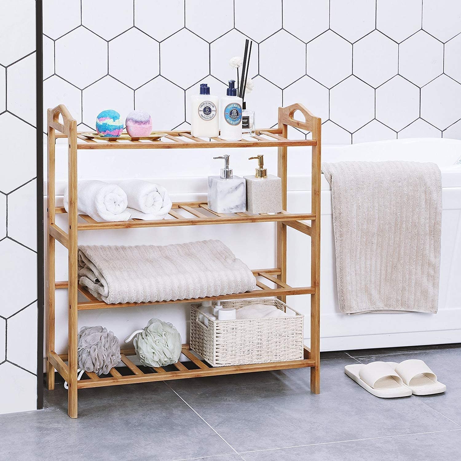 Bamboo Storage Shoe Rack Organiser 4 Tiers Layers - 06