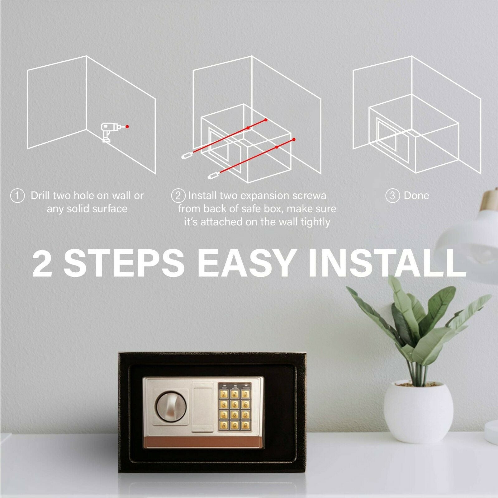 85L Electronic Digital Security Double Alarm Safe Box - 09