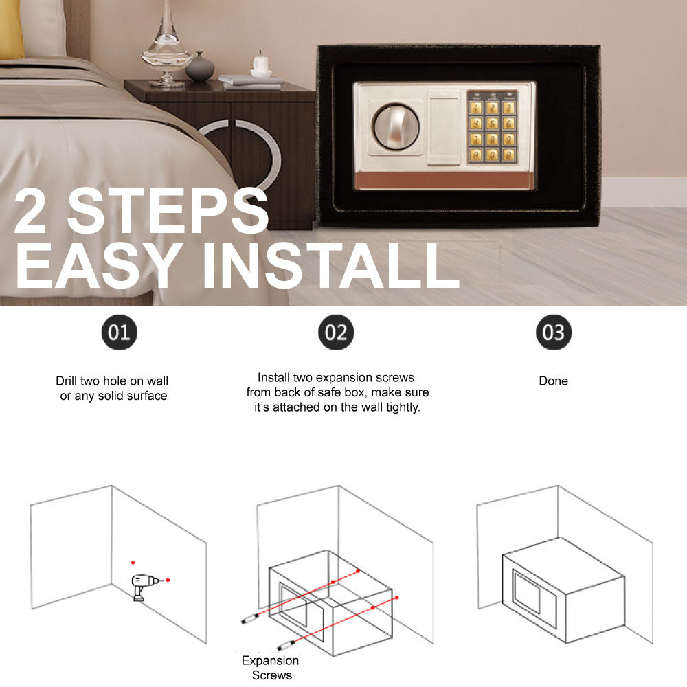 85L Electronic Digital Security Double Alarm Safe Box - 07