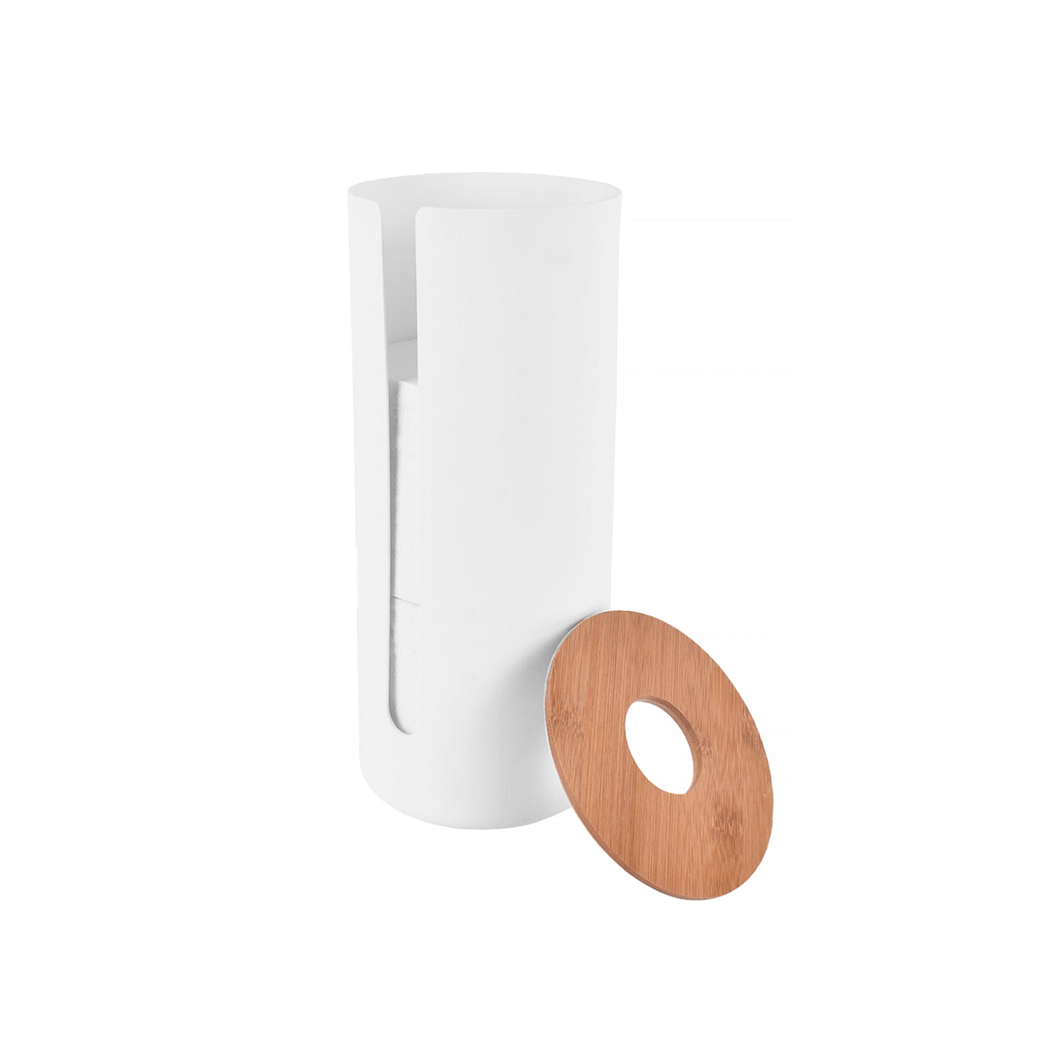 Bamboo Lid Toilet Roll Storage Holder - 14