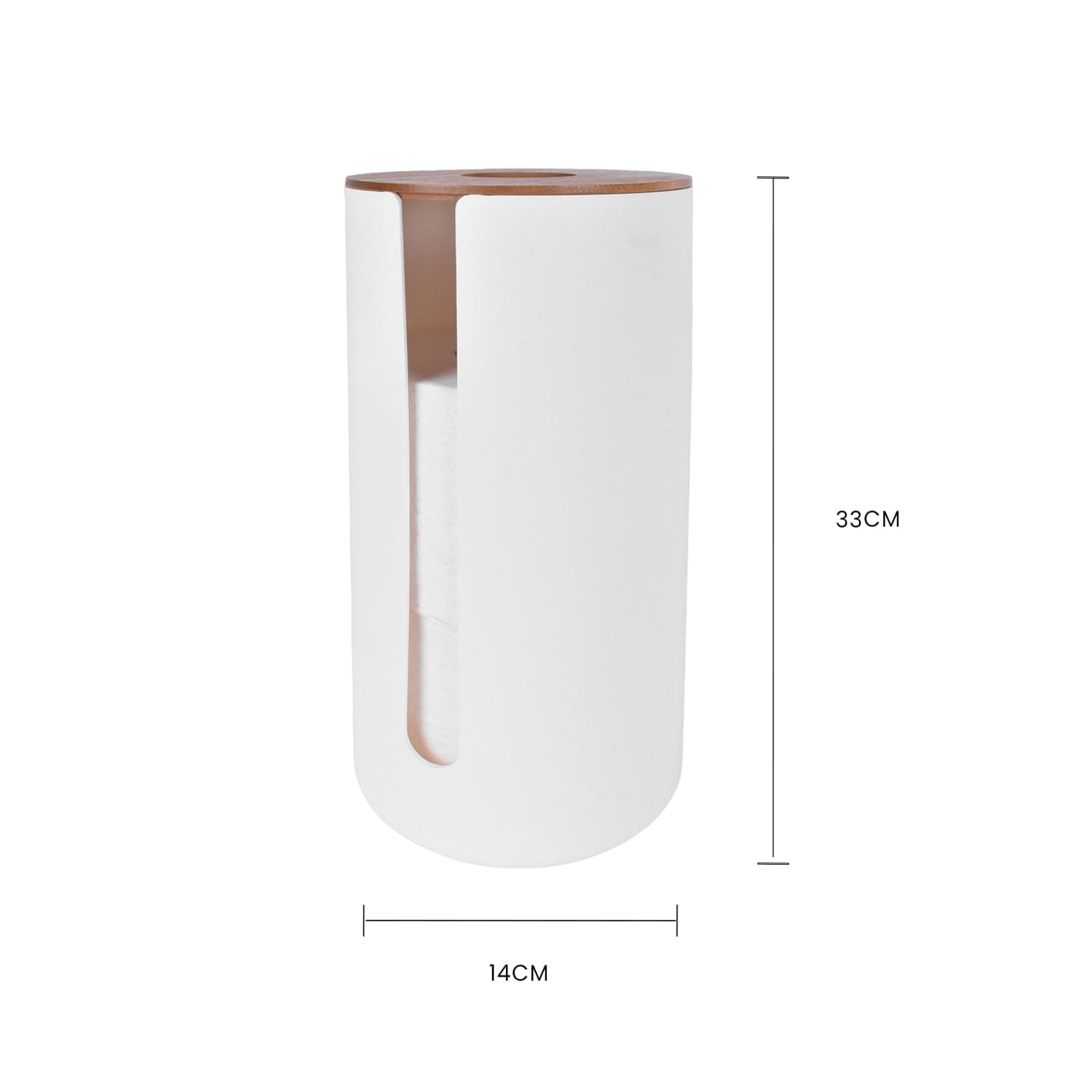 Bamboo Lid Toilet Roll Storage Holder - 12