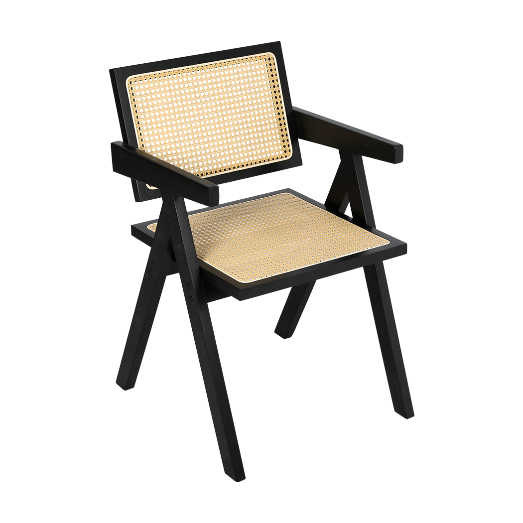 Levede 2x Black Wicker Armchair Dining Chair-1966287371402088456