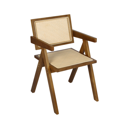 Levede 2x Walnut Wicker Armchair Dining Chair-1966287372182229000